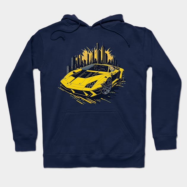 Retro Lamborghini Cars Hoodie by Contrapasso